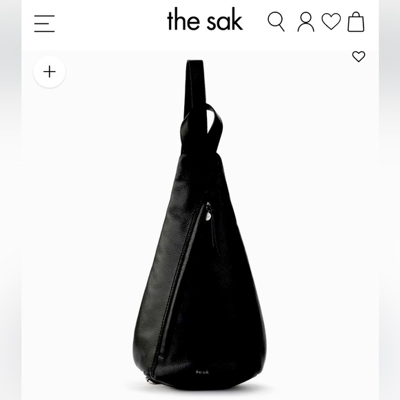 NWOT The Sak Black Leather Sling Backpack - New 5 pocket Leather 1 side canvas. - Picture 5 of 16